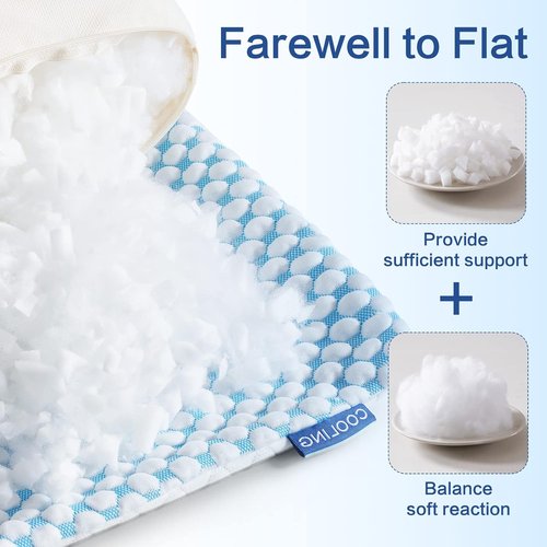 EASELAND Shredded Memory Foam Pillows - Adjustable Fill Queen Size Set of 2 with Cooling Cover