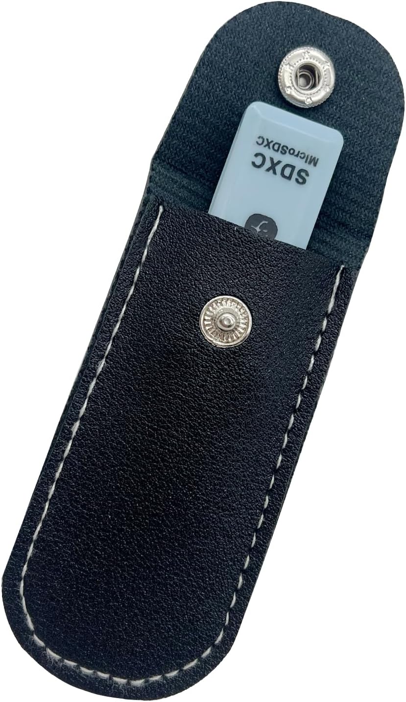 MUZZIOU 2 Anti Lost USB Flash Drive Leather Holder, Pcs Leather USB Protective Case for Alloy Shark Buckle Lightweight