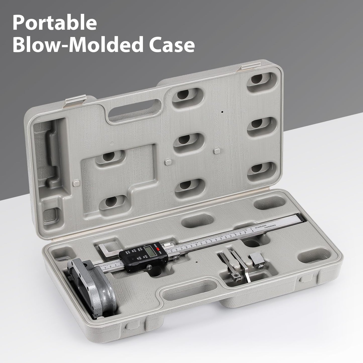 Mxmoonfree 12" (300mm) Digital Height Gauge, 0.0005" Resolution, Heavy-Duty Cast Iron Base with Micro-Adjustment, ABS/INC Modes, Includes Carrying Case & Batteries