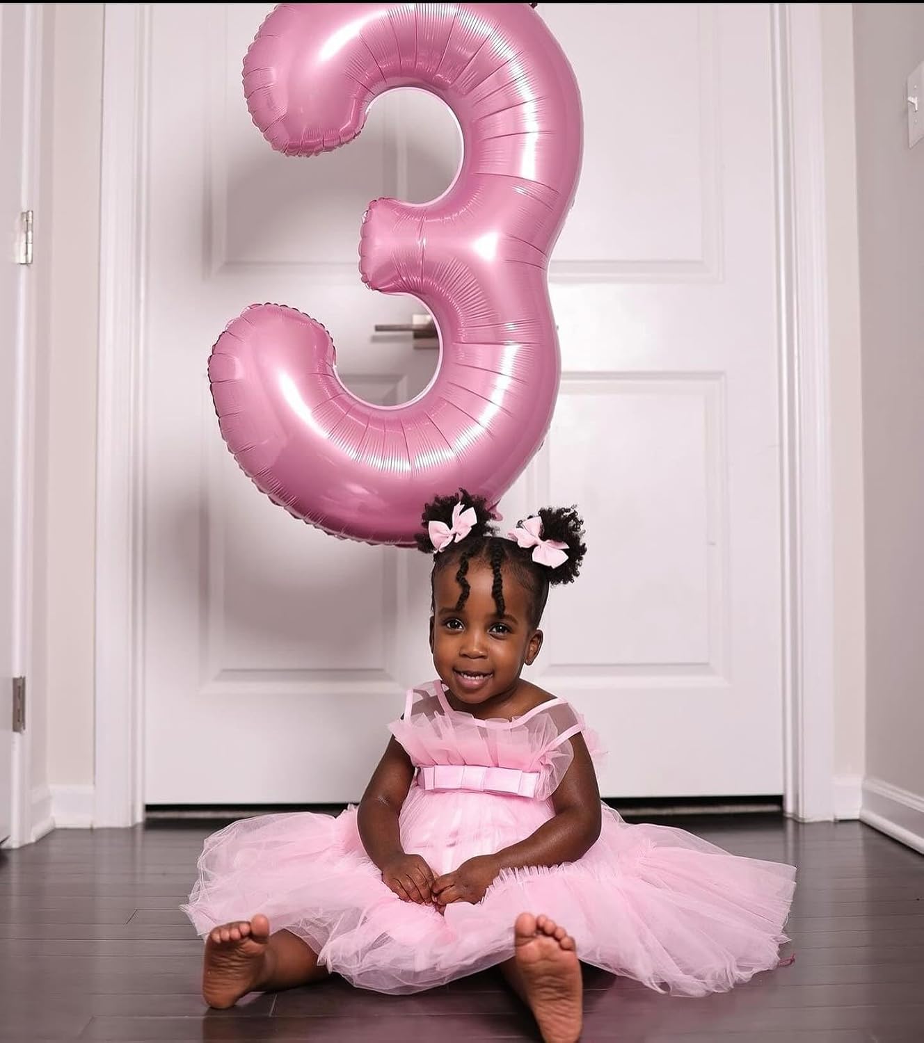 Pearlescent Pink Number 3 Balloon - 40 Inch Birthday Decoration for Girls & Women Parties