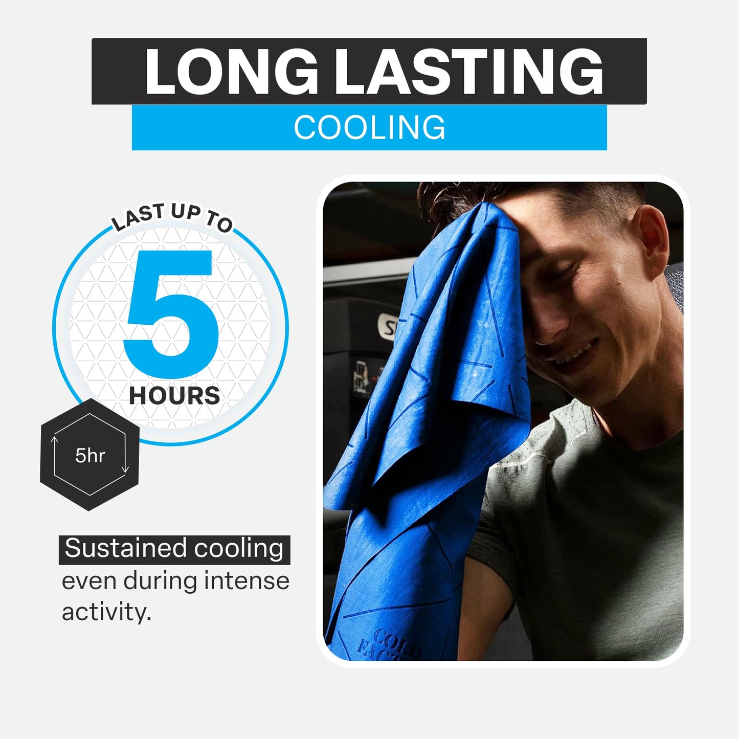 COLD FACTOR Cooling Towels for Sports, Cooling Neck Wraps – Cold Towel for Running, Workout & Outdoor Use, with UPF 50+-Soft, Chill Pad, Reusable Cooling Neck Towel, 13"x29.5" - 1 Pack (Blue)