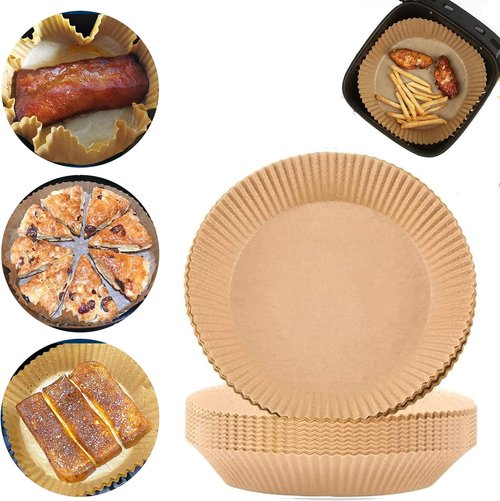 Air Fryer Disposable Paper Liners - 100PCS Round 6.3In Non-Stick Parchment Sheets for Easy Cooking