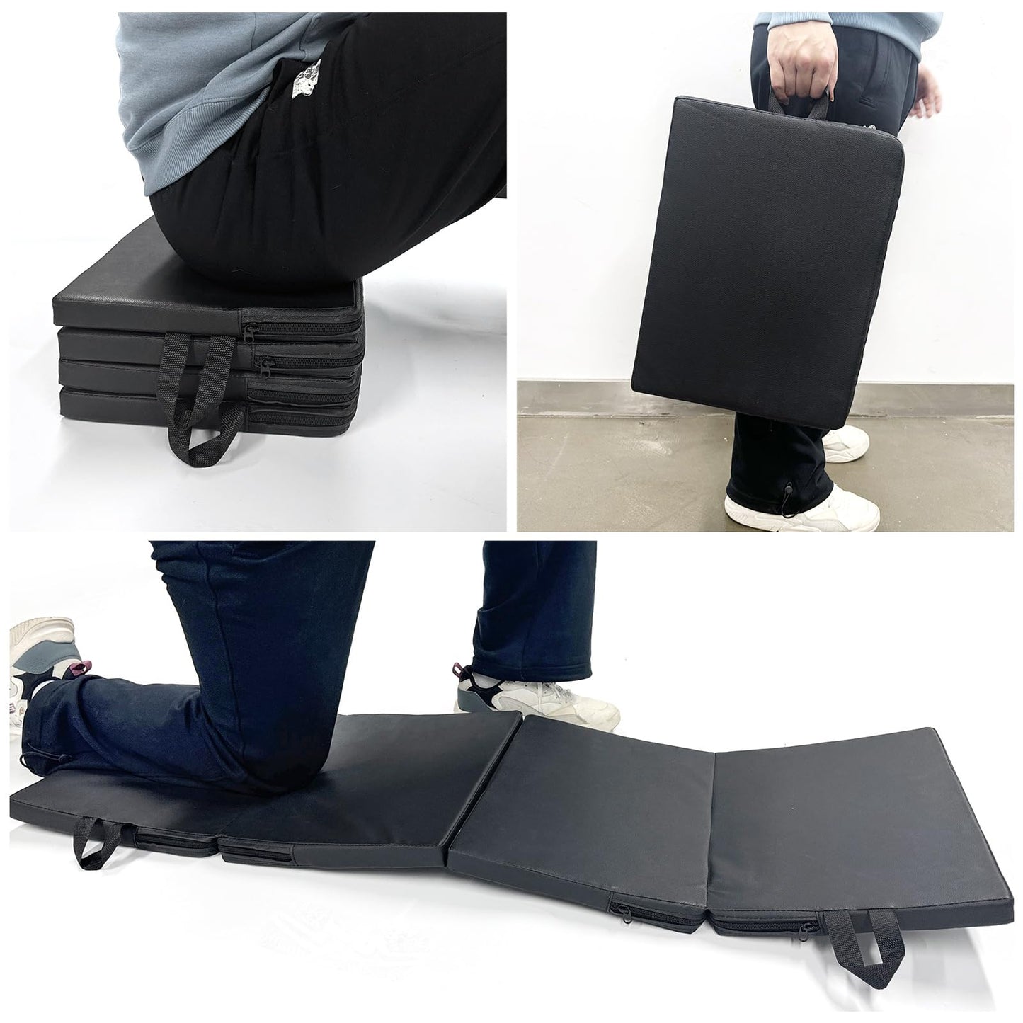 JZHLLA Foldable Mechanics Mat for Garage Work, 48 X 16 X 1.2 in Thick EPE Knee Pad Waterproof PU Leather Folding Mat with Carry Handle Portable for Garage, Garden, Home Gym Kneel or Lie Down