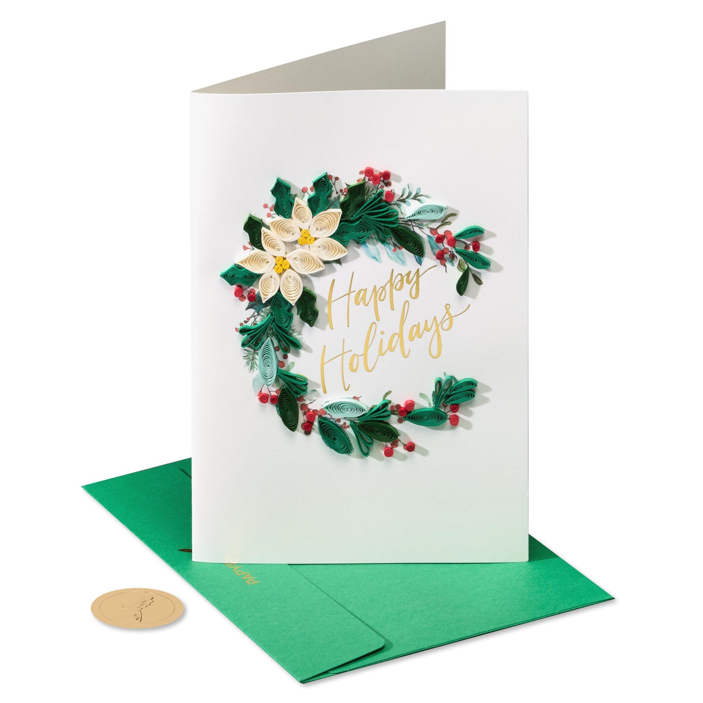 Papyrus Quilled Wreath Holiday Card, Perfect for Friends & Family (Warmest Wishes)