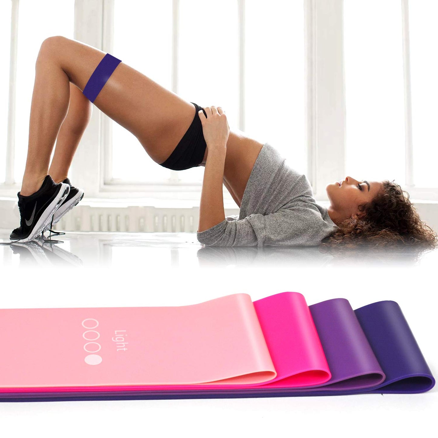 XCLOHAS High-end Mini Loop Exercise Bands Set of 4 for Legs and Butt, Resistance Band Loops for Women Yoga Pilates Stretching Workout Home Gym Fitness Training Equipment 12" x 2" (Women-4pcs-Set)