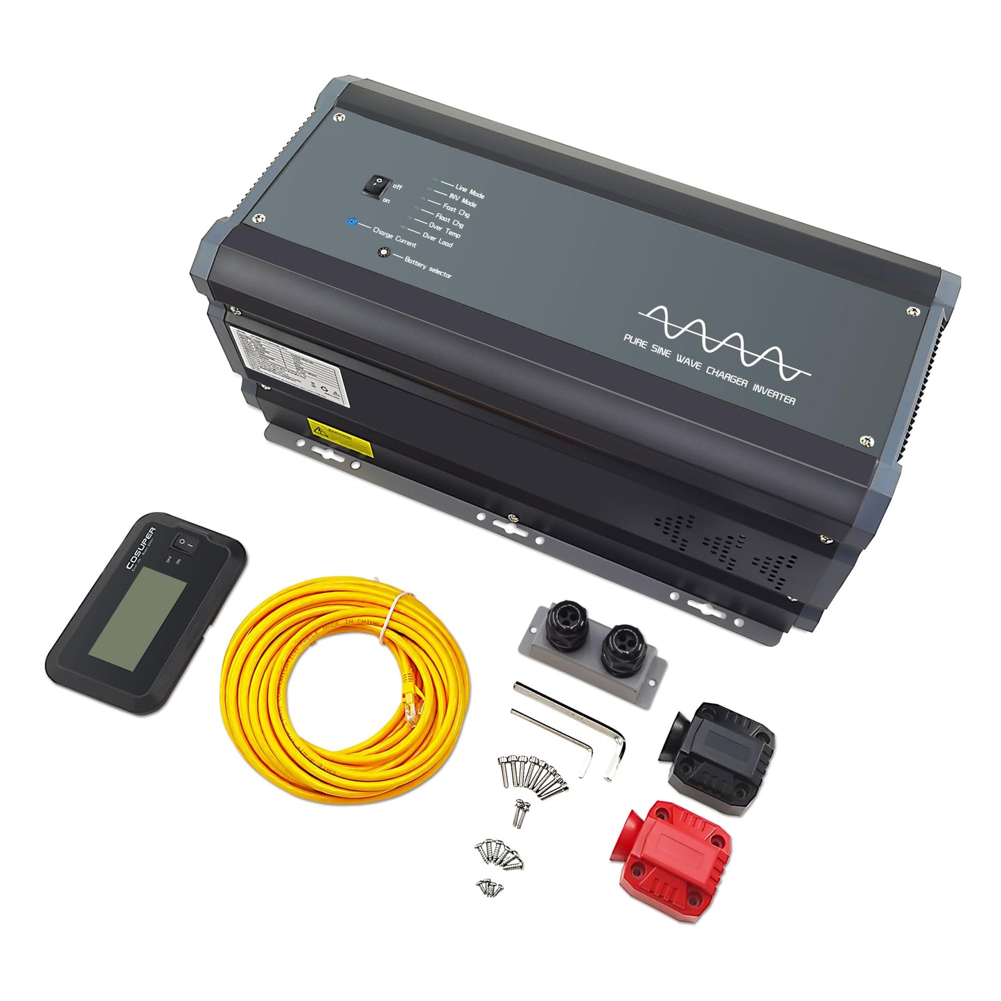 Soyond 2000W Pure Sine Wave Inverter Charger, 12V DC to 120V AC Surge 6000W, with 50A Battery AC Charger, Power Inverter w/LCD Remote Panel for RV, Boat,Truck, Compatible with Lifepo4 Battery