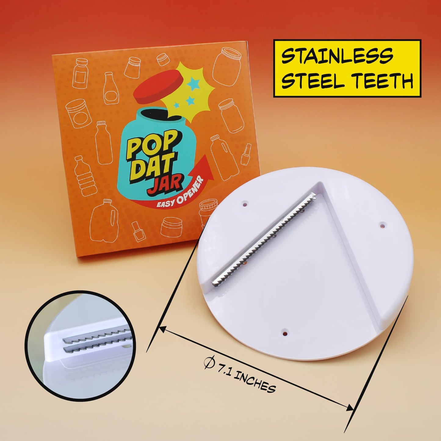 POPDATJAR Under Cabinet Jar Opener - Stainless Steel Lid Opener For Seniors With Arthritis & Weak Hands - Ideal for Any Size Lid - Easy, One-Handed Kitchen Gadgets & Elderly Must Haves