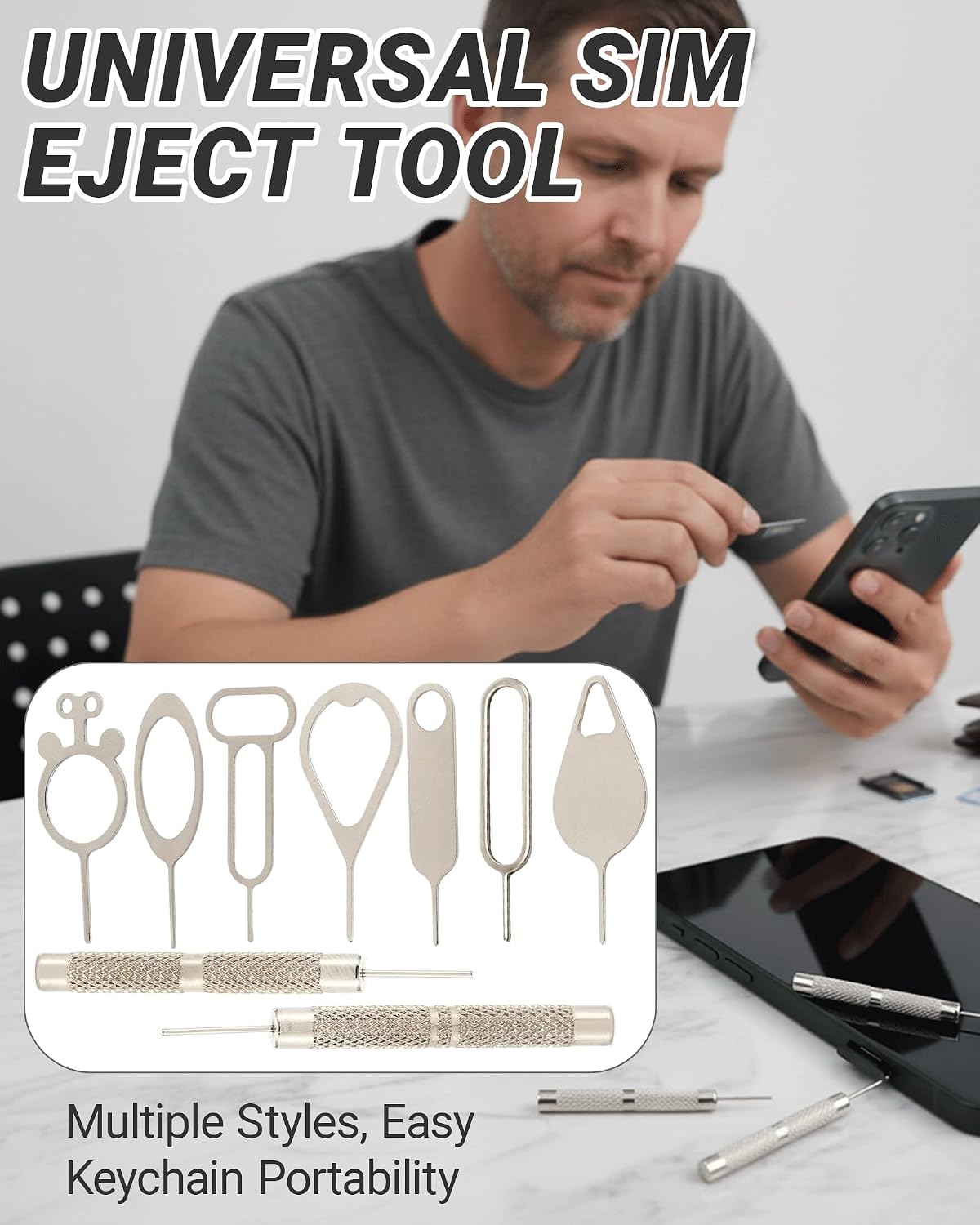 18 Pack SIM Card Ejector Tools Kit, Phone Tray Opener Pin for Easy Removal, SIM Tray Opener Pin Key, Standard Key