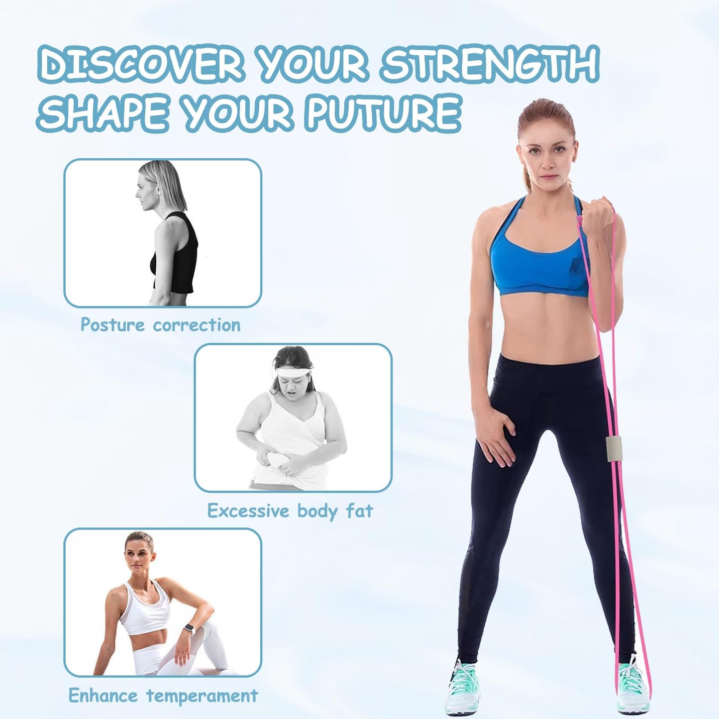 3 Pieces Figure 8 Resistance Band, Saludea Resistance Band with Handles Stretch Fitness Strap for Full-Body Exercise Strength Training Home, Gym (Pink + Purple + Blue)