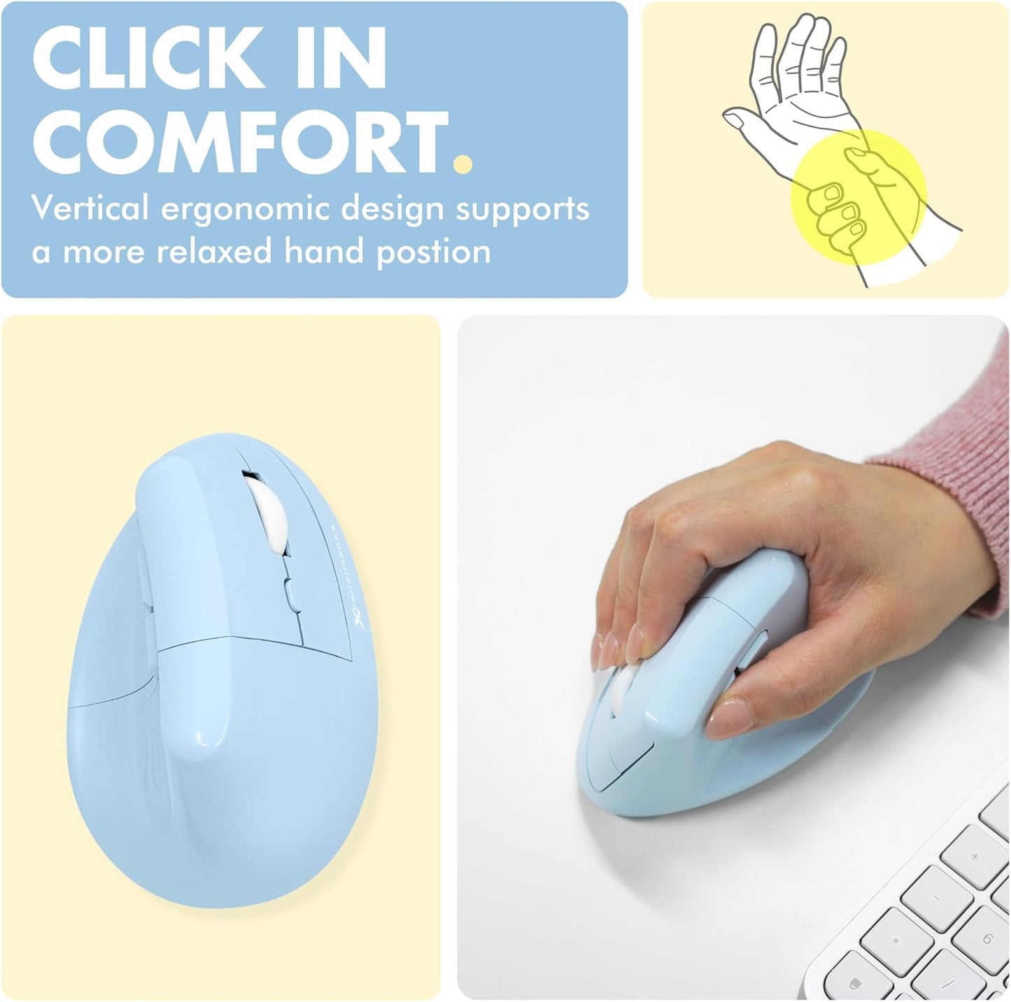 X9 Performance 2.4Ghz) 4000 6 Wireless Vertical Ergonomic Mouse - (BT + - Click in Comfort - Up to DPI, Button