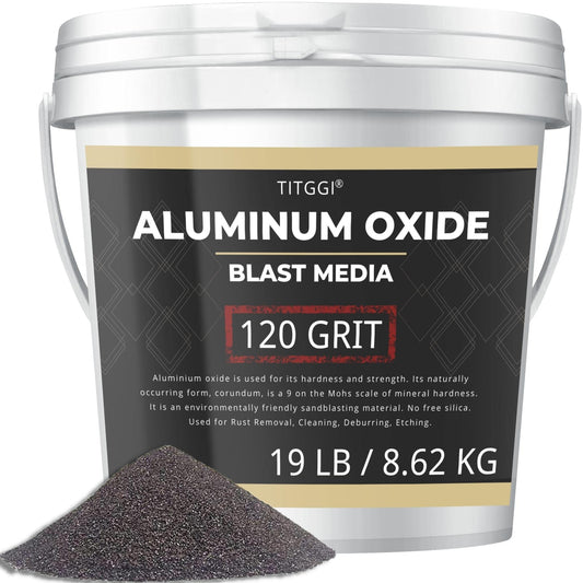 #120Grit Aluminum Oxide Blast Media(19LBS/8.6kg)- Premium Long-Lasting Sand Blasting Media, High Abrasive Force Sand Blaster Sand for Metal, Sandblasters, Blasting Cabinet, Blasting Guns - by TITGGI