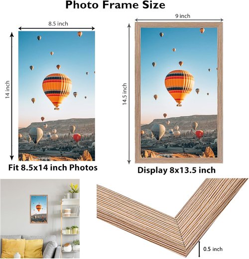 JCJMY 8.5x14 Rustic Brown Picture Frame - Versatile Wall Mounting for Horizontal or Vertical Display