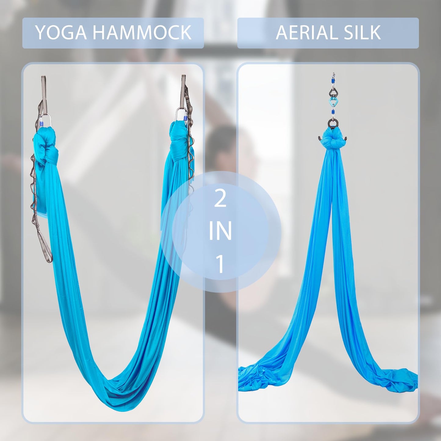 SKYPHAROS 5.5 Yards Aerial Silks Yoga Swing Set - Aerial Yoga Hammock Kit Anti-Gravity Flying for Fitness, Low/Non Stretch Nylon Tricot Fabric Hardware Included for Dance