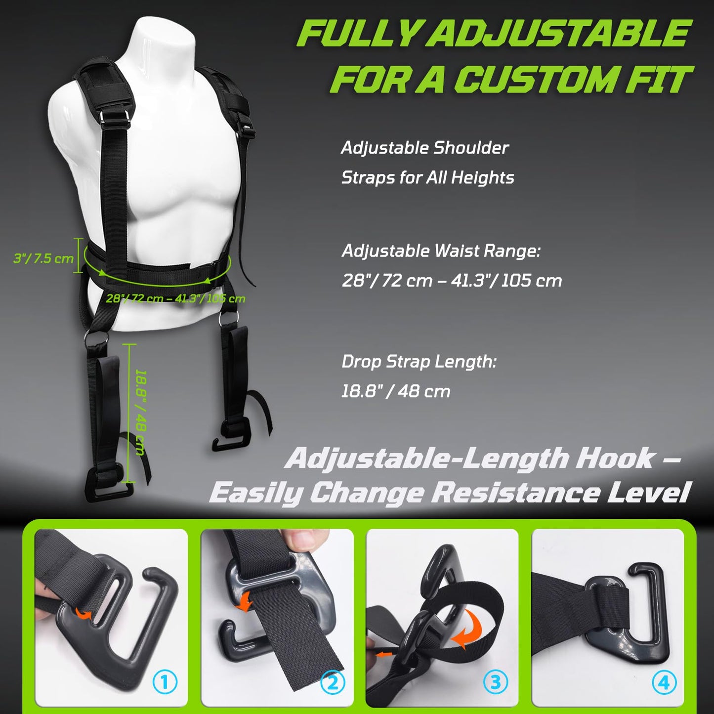 Belt Squat Harness Vest for Resistance Bands, Adjustable Squat Vest with Padded Shoulder Support,Lower Body Leg Day Equipment for Glutes & Quads，Home Gym Training