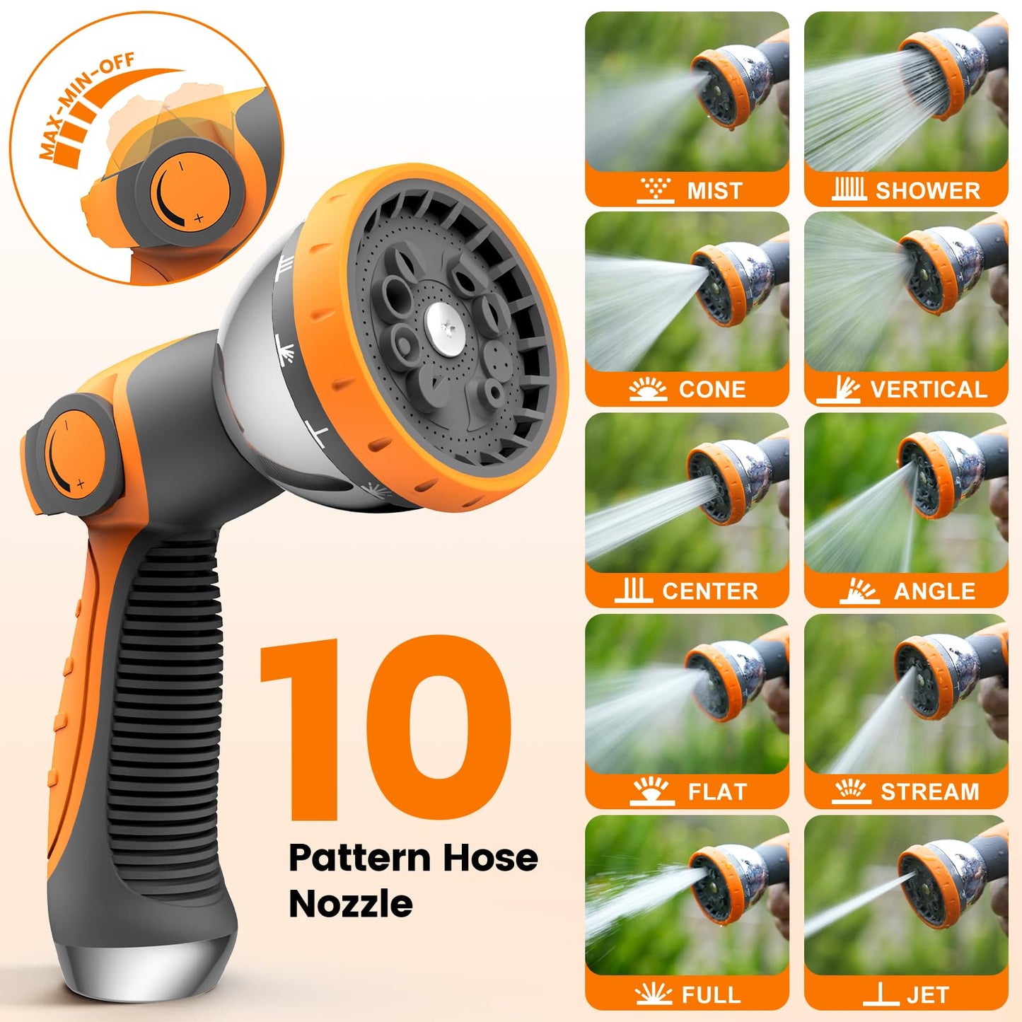 Retractable Garden Hose Reel 5/8” x 100ft, Auto Rewind Hose Reels for Outside, Heavy-Duty Wall-Mounted Outdoor Hose, 10-Mode Nozzle, Adjustable Length, 180° Rotation for Watering, Car Washing