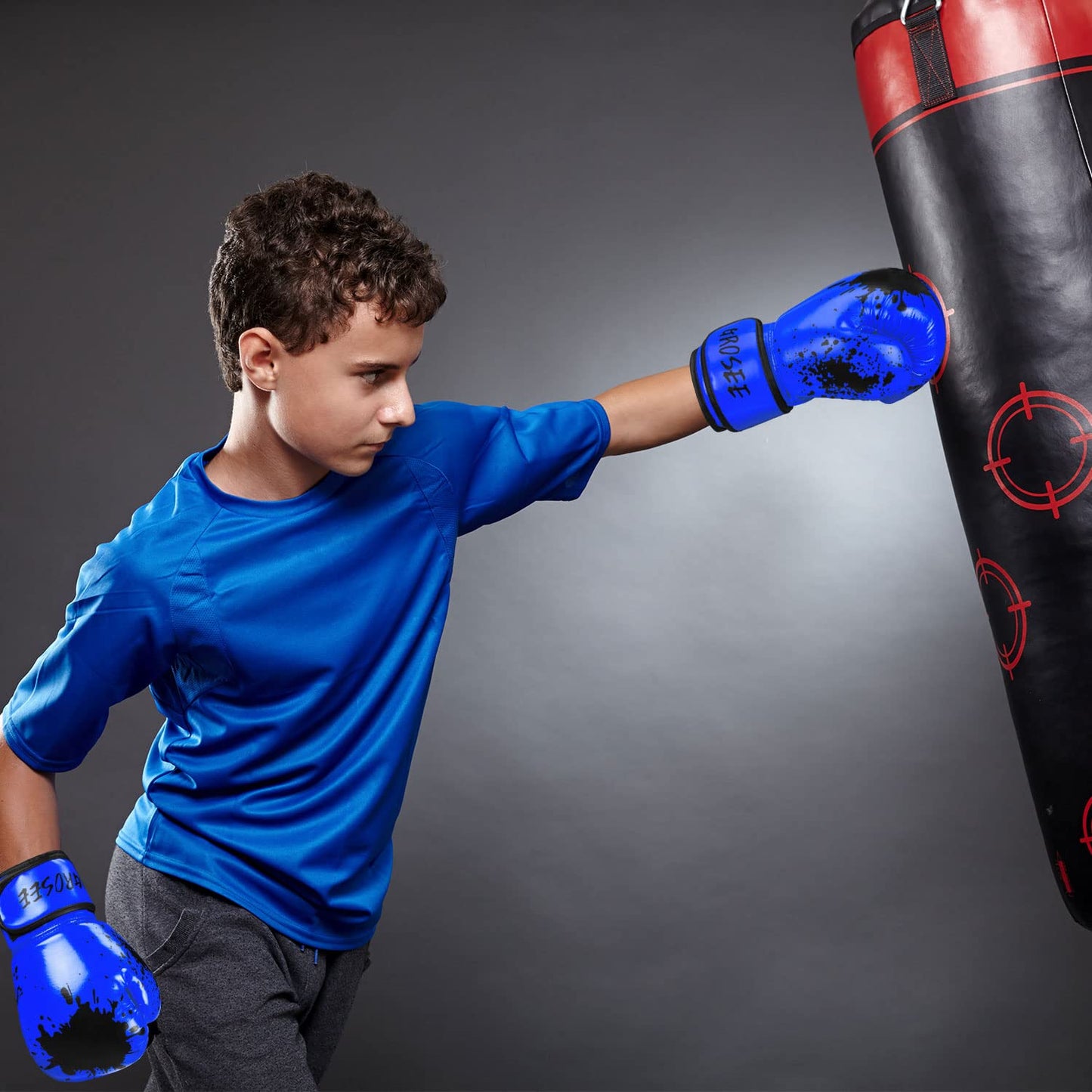 Kids Boxing Glove 6oz 8oz, Youth, Boys and Girls Training Sparring Gloves for Punching Bag, Kickboxing, Muay Thai, MMA, UFC, Gift for Age 6-15 Years (Blue, 6 oz (45-80 lbs))