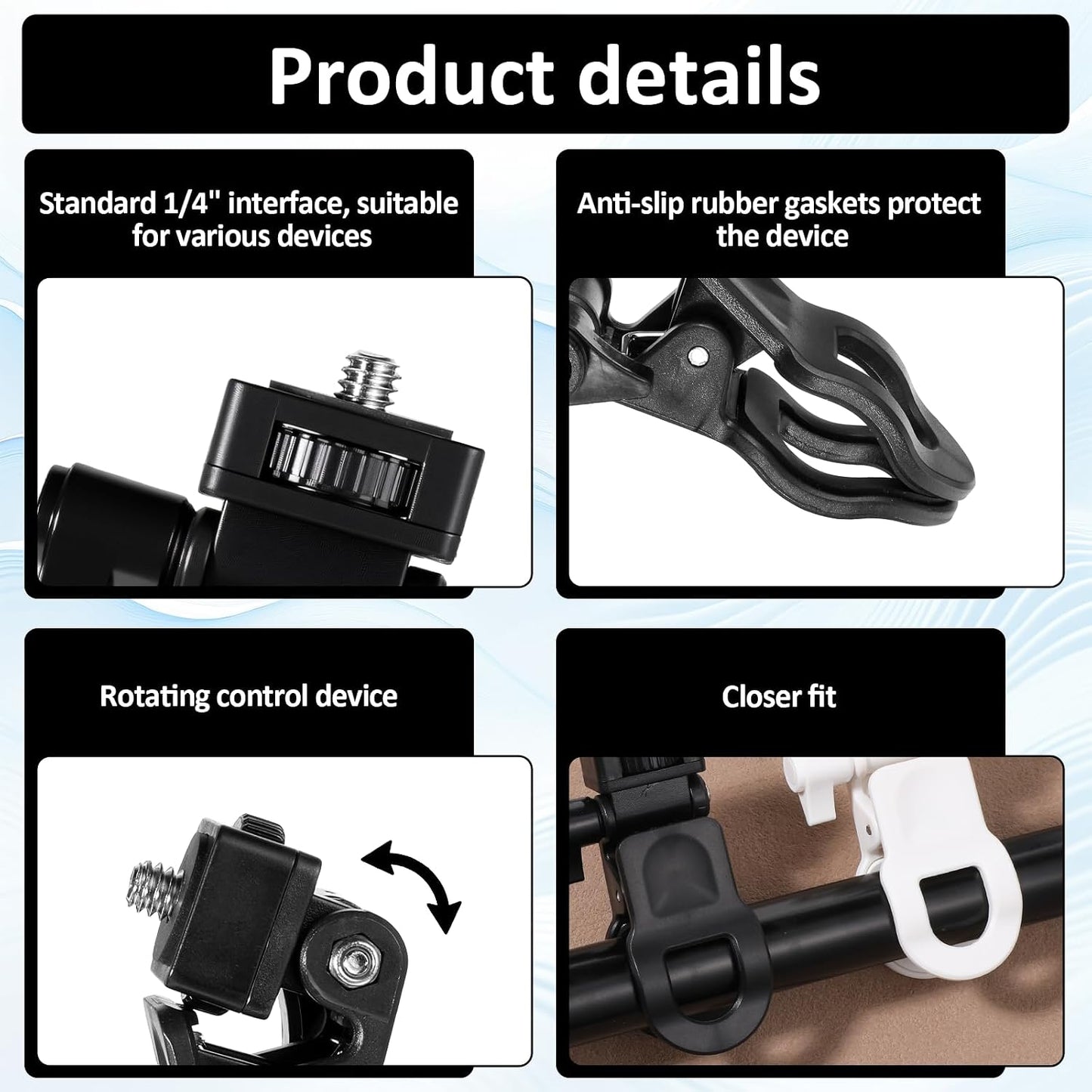 Fibraze 2 Pack 1/4 Webcam Monitor Mount Monitor Camera Mount with Screw Ring Camera Clip Webcam Stand Mounts for Tripod