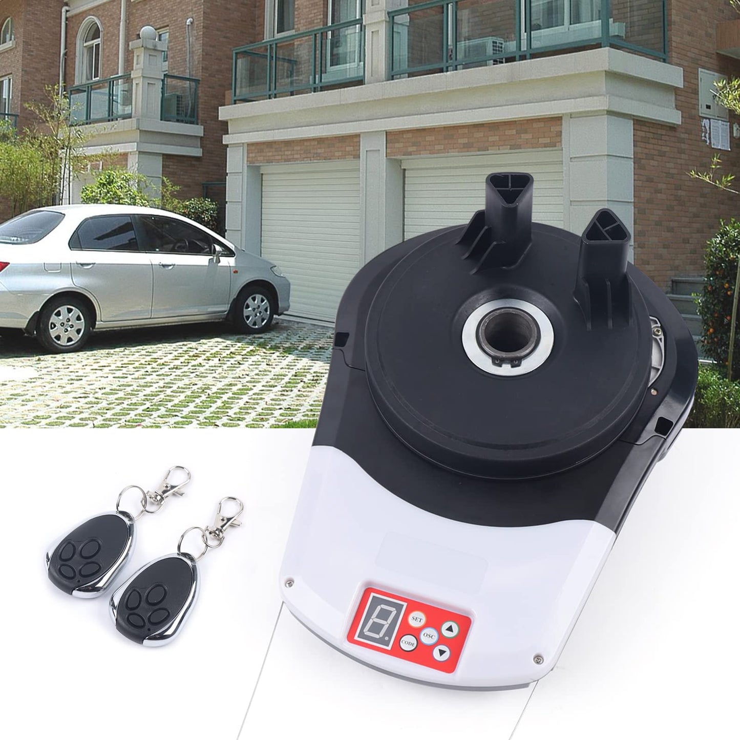 24V DC Roll Up Garage Door Opener, 800N Side Mount Electric Rolling Shutter Motor with 2 Remotes for Garage & Warehouse Doors,Ultra Quiet,Easy Mount