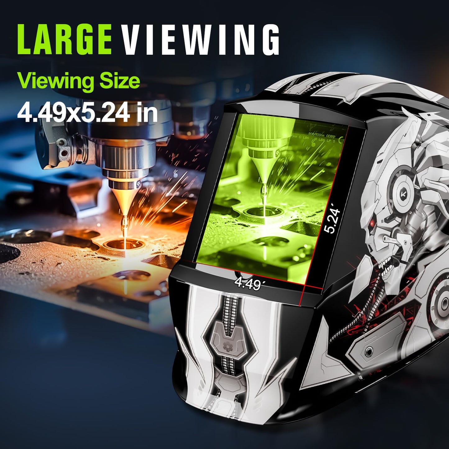 JustHot Laser Welding Helmet Large Viewing OD8+ Professional Eye Protection 900nm-1100nm Safety Mask for Laser Welding/Laser Cutting/Diodes/Laser Marking (Grey)