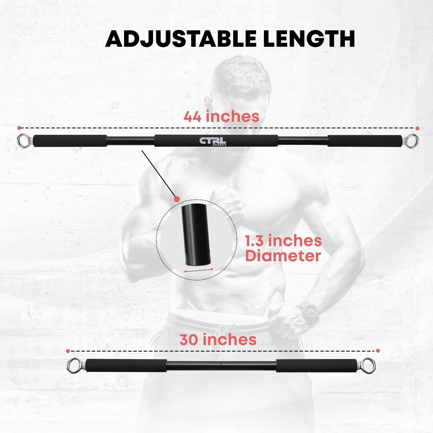 Resistance Band Bar for Fitness – Workout Bar for Exercise, Squat, Biceps, Triceps, Shoulders, Back – Adjustable 3 Parts Bar for Resistance Bands – Durable Portable Steel Pilates Resistance Bar