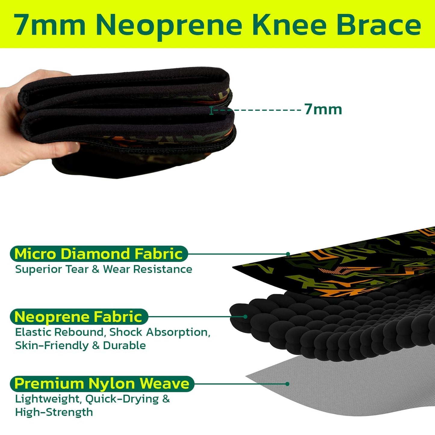 aoFIT Knee Brace (1 Pair) Adjustable Strap 7mm Neoprene Knee Compression Sleeve Knee Support for Men Women for Training & Fitness, Weightlifting, Onyx XX-Large