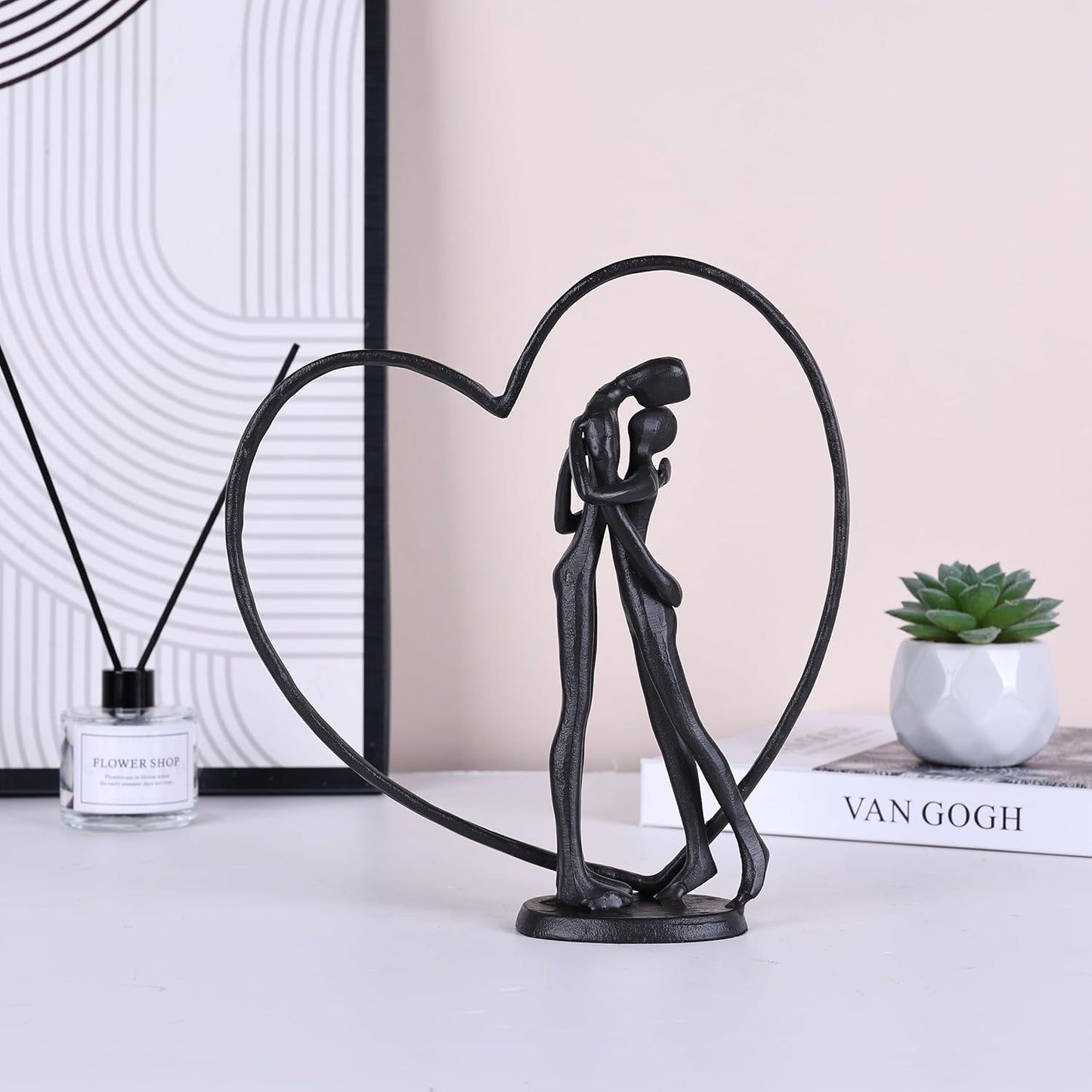 Suruim Anniversary Iron Sculpture - Romantic Heart Statue Gift for Couples | Perfect Valentine's Day Present