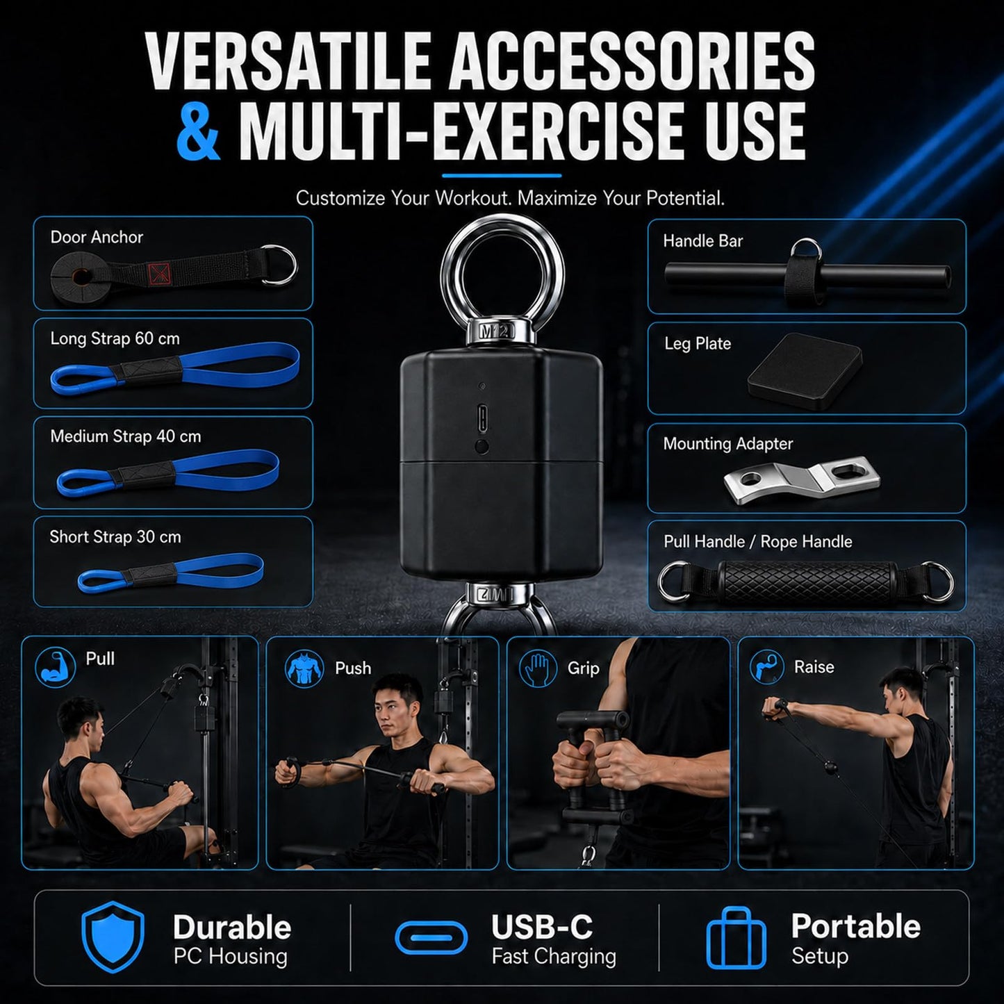 Isometric Strength Tester, 500kg Muscle Strength Tester with App Data Tracking & Export, Grip Strength & Forearm Trainer for Pull, Push, Endurance, Stability & Power Testing