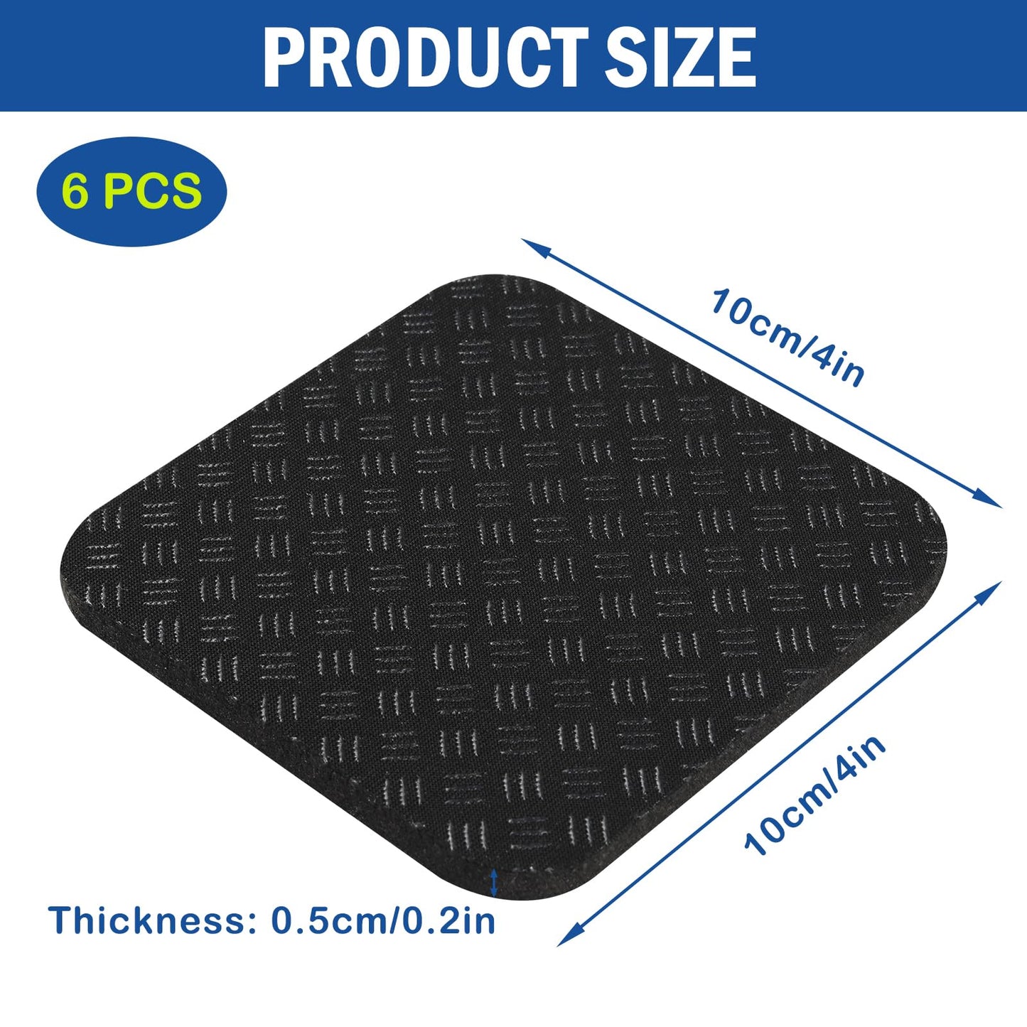 6 Pcs Walking Pad Mat, Treadmill Mat Pads, 4" x 4" x 0.2" Double-Sided Non-Slip Exercise Equipment Mat, High Density Silicone Anti Vibration Pad for Protect Floors, Noise Reduction