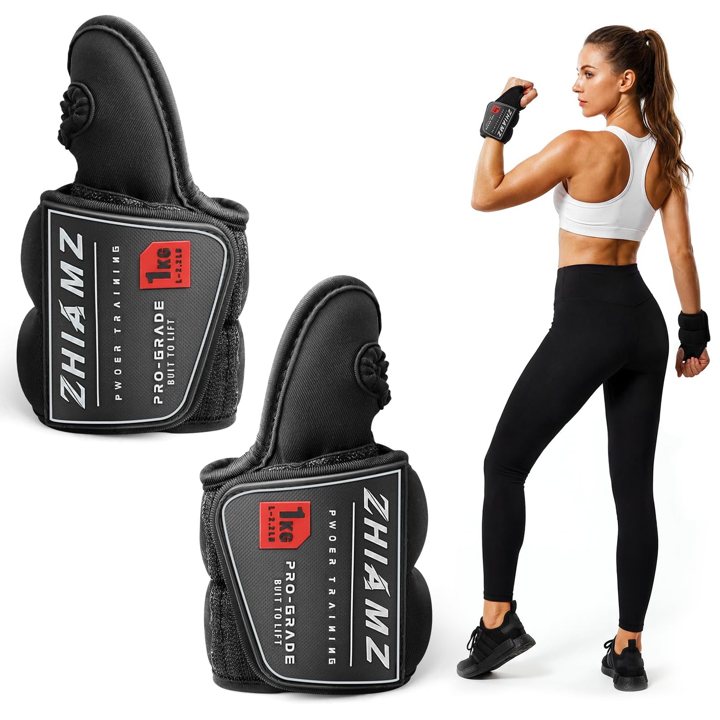 ZHIAMZ Wrist Weights with Thumb Loops Lock for Men Women, Ankle Weights Weighted Gloves for Running Strength Training Walking Exercises(Available in 2.2lb*2 or 4.4lb*2) (Black, 2.2lbs x 2)