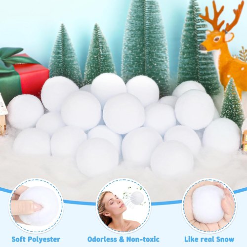 Luces Fake Snow Balls - 100 PCS Plush Indoor & Outdoor Winter Game Set | Perfect for Christmas Decor