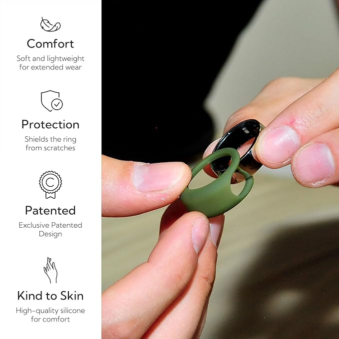 Rinfit Smart Ring Protector - Silicone Ring Enhancer for Active Lifestyle and Gym - StyleFit U.S. Design Patent - Green, Size 6