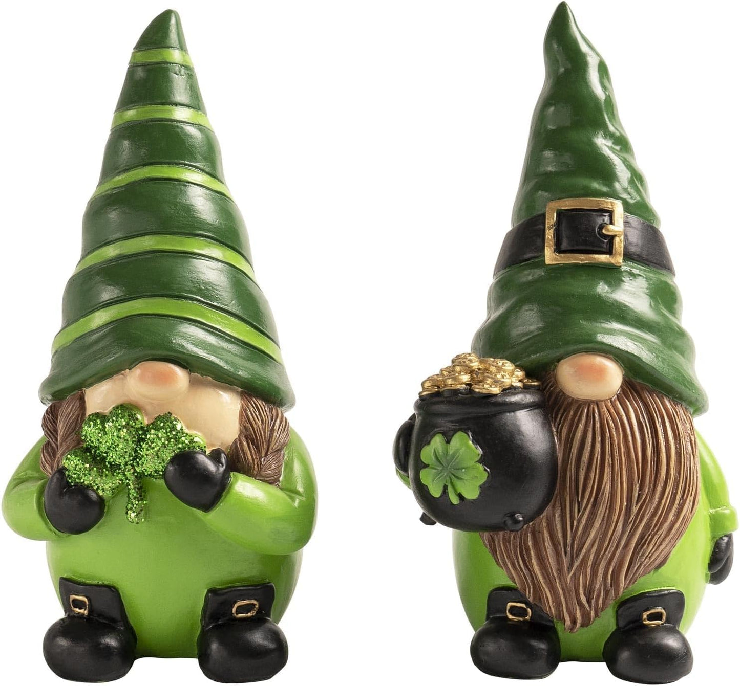 Skiennix St. Patrick's Day Gnomes - 5.1" Resin Leprechaun Figurines for Festive Table Decor | Irish Gifts