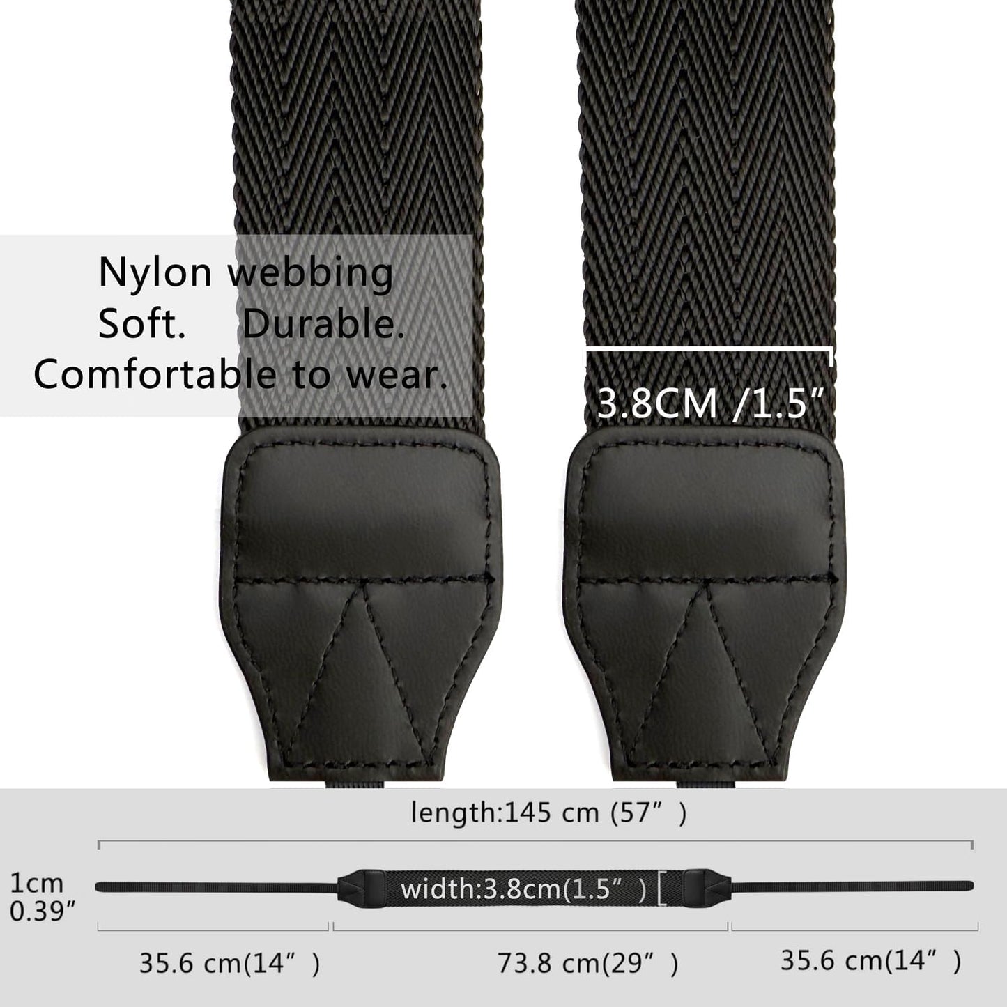 YMTHamaz3 Buckles,Black,55 inch Camera Neck Shoulder Strap for Man Woman Photographers,Wide Strap for SLR DSLR