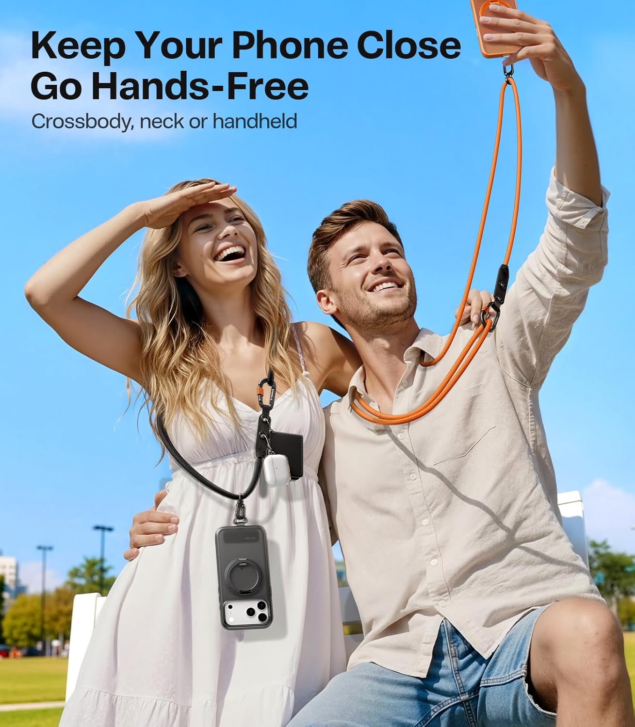 17 Max,Skin-Friendly,2 TORRAS Phone Lanyard with Hanging Loops, Adjustable Anti Theft Phone Strap Crossbody for iPhone