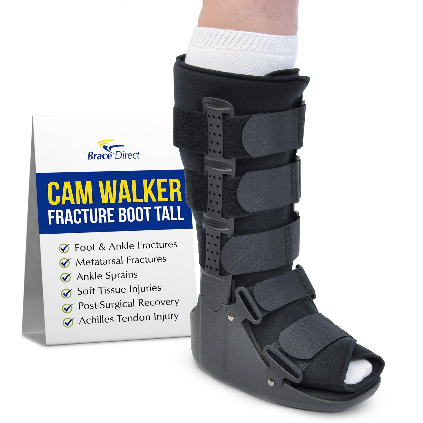 Brace Direct CAM Walker Boot - Tall Orthopedic Walking Boot for Fracture, Sprained Ankle, and Injury Recovery (X-Small - US Shoe Size Men 3-4 / Women 4-6 / Youth 3-4)