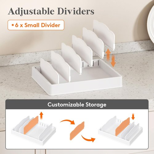 Lifewit Kitchen Cabinet Organizer - Adjustable Lid Holder with 6 Dividers | Large 13" x 10" for Pantry Storage