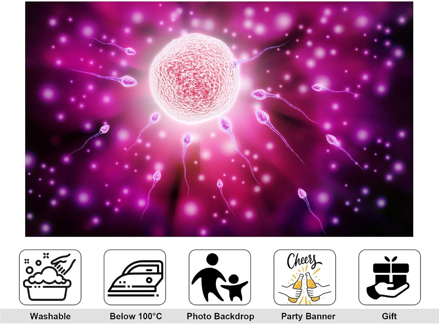 KeyWork 9x6ft Fertilization Science Illustration Backdrop Reproductive Biology Photography Background for Health Fair
