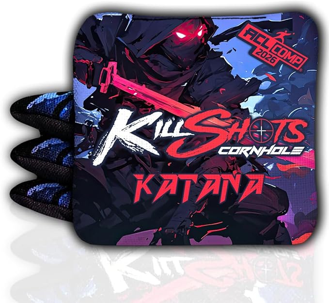 Killshots Cornhole | Katana Series | Limited Edition | ACL Certified Cornhole Bags | Premium Quality | Dual-Speed | Durable & Weather Resistant | Set of 4 Bags