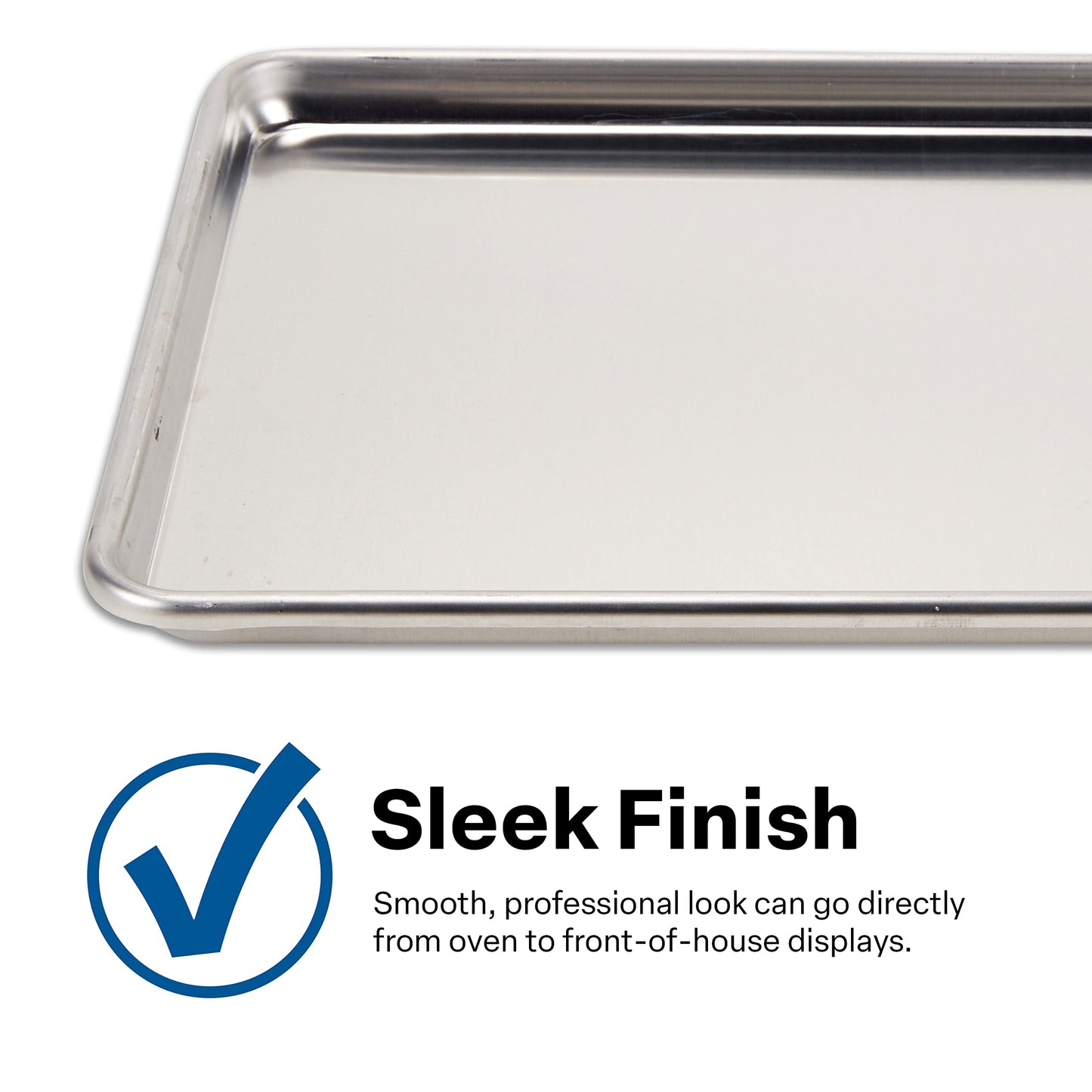 FSE Commercial-Grade 20-Gauge Aluminum Sheet Pan/Bun Pan, 18" L x 13" W x 1-1/8" H (Half Size) | Pack of 12