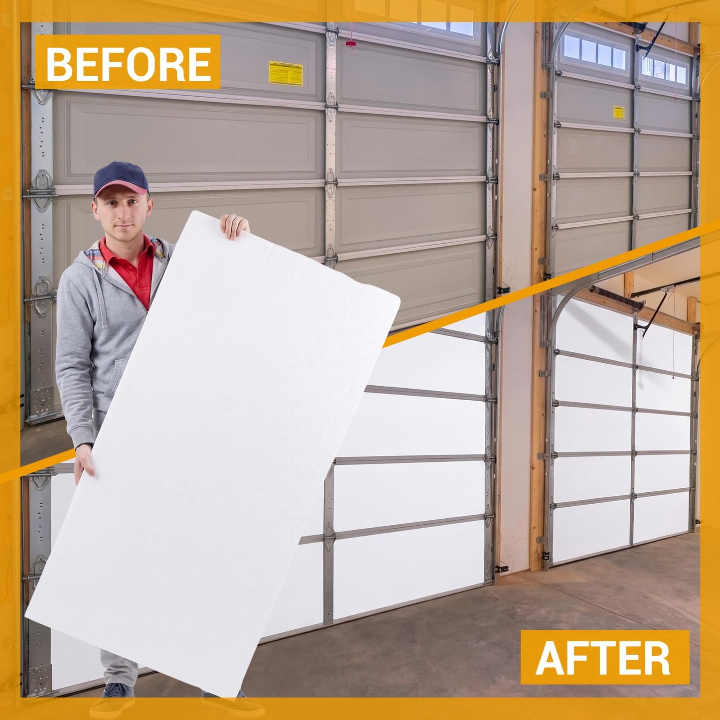 Pangda 8 Pcs 48"x24"x0.4" Garage Door Insulation Kit, EPS Foam Panels for 8x7/ 8x8 ft Temperature Control, Noise Reduction, DIY Installation for Winter Cold Summer Heat, One Car Garage
