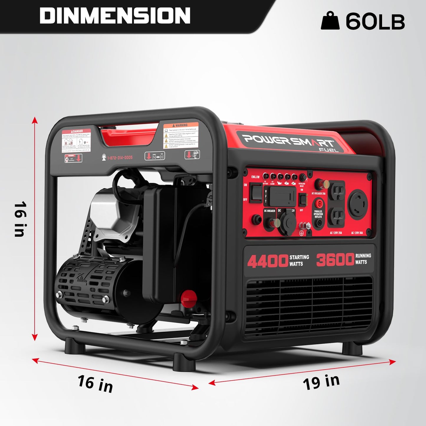 PowerSmart 4400-Watt Portable Generator with Inverter Technology, CO Protect, Home Use, DL5040C