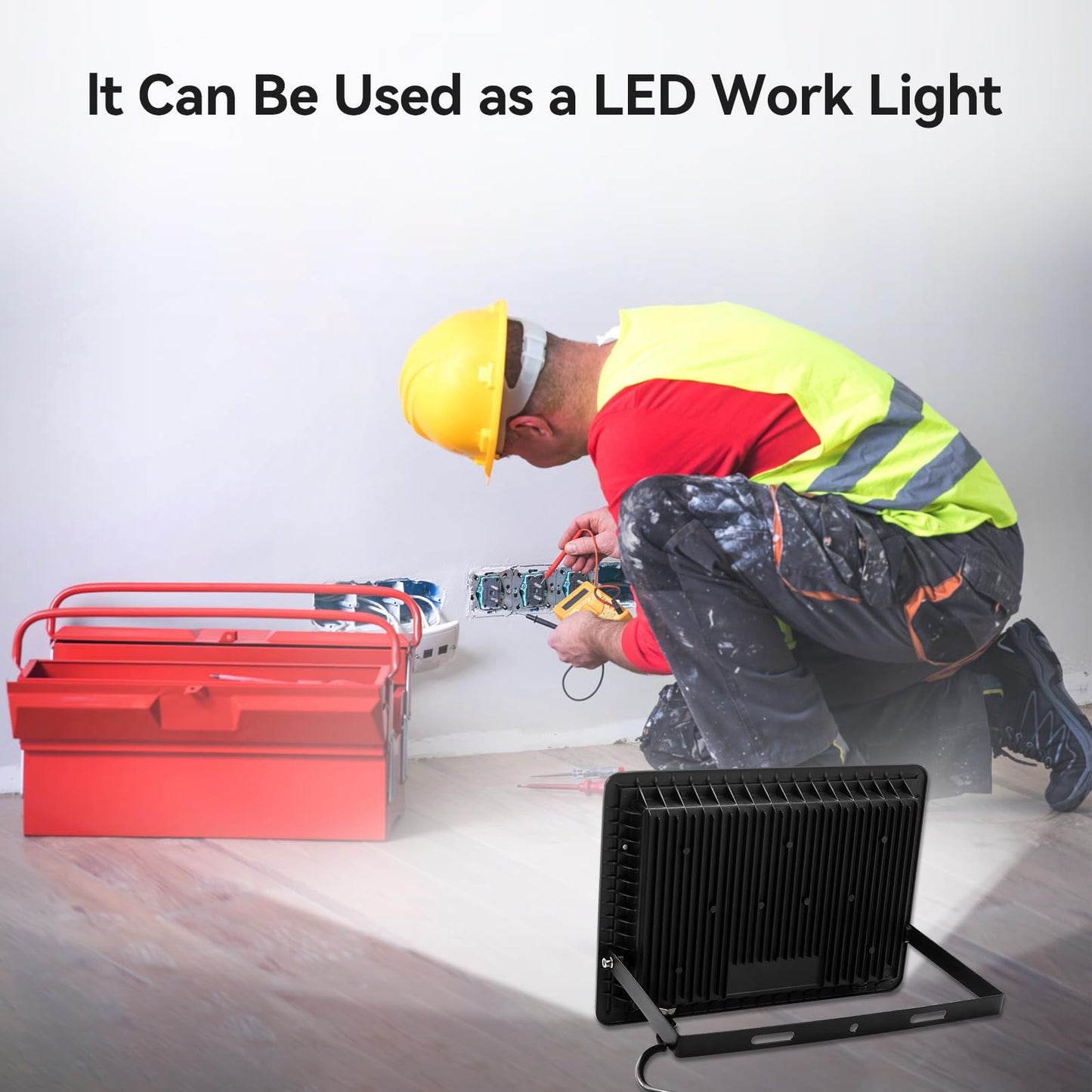 4Pack-250W LED Flood Light Outdoor,27500lm LED Work Light with 6FT US Plug,IP66 Waterproof Exterior Security Lights,6000K Daylight White Outside Floodlights Slim design for Playground Yard Stadium