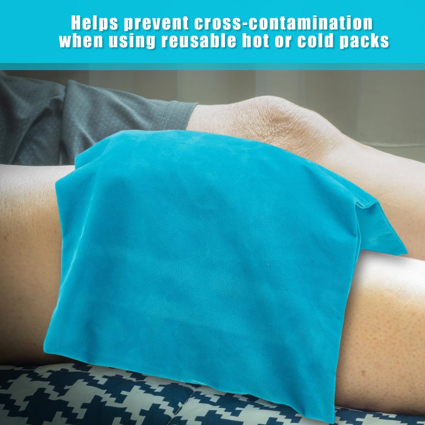 Paterr 5 Pcs Soft Flannel Cold Pack Sleeves Reusable Washable Fabric Cover for Protective Hot Ice Cover, Cold Pack Not Included, Blue(6"x9")