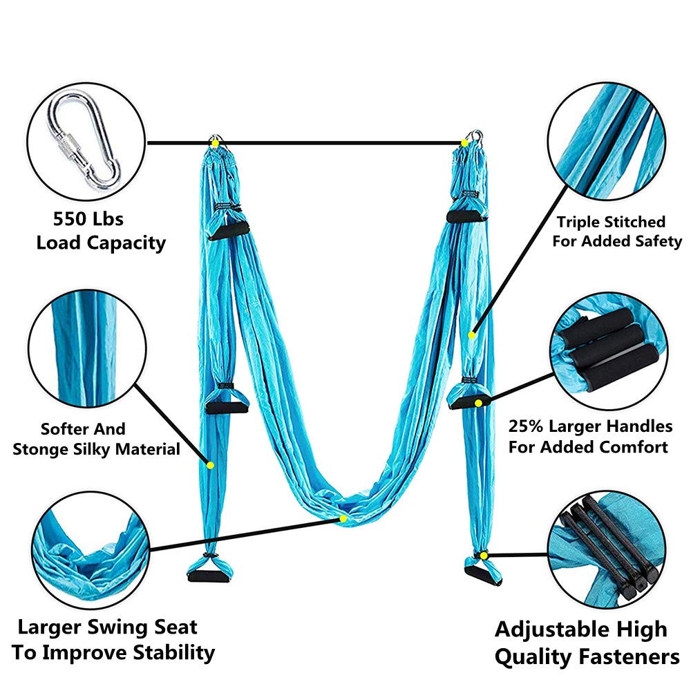 Ovyuzhen Aerial Yoga Hammock,Ultra Strong Yoga Swings Set Trapeze Extension,Antigravity Ceiling Hanging Sling Inversion Exercises