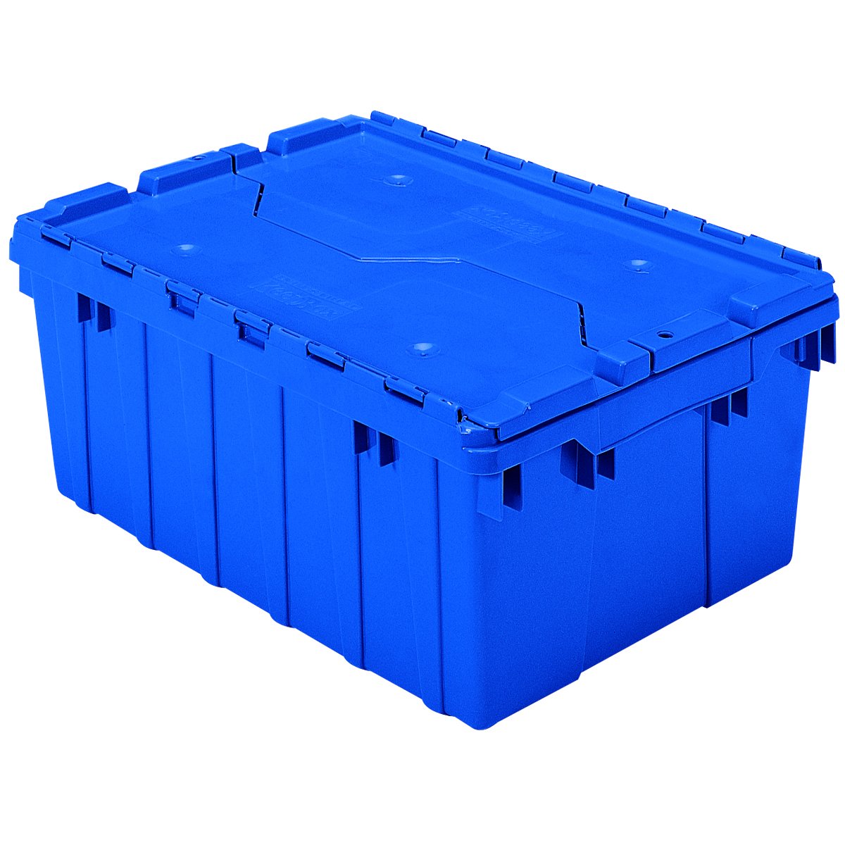 Akro-Mils 39085 Industrial Plastic Storage Tote with Hinged Attached Lid, (21-Inch L by 15-Inch W by 9-Inch H), Blue, (6-Pack)