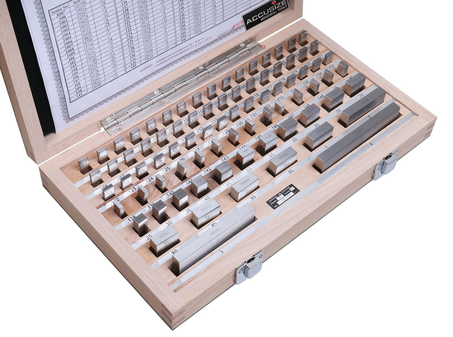 Accusize Industrial Tools Precision 81-Piece Steel Gauge Block Set, Grade B Accuracy, Corrosion-Resistant, P900-S581