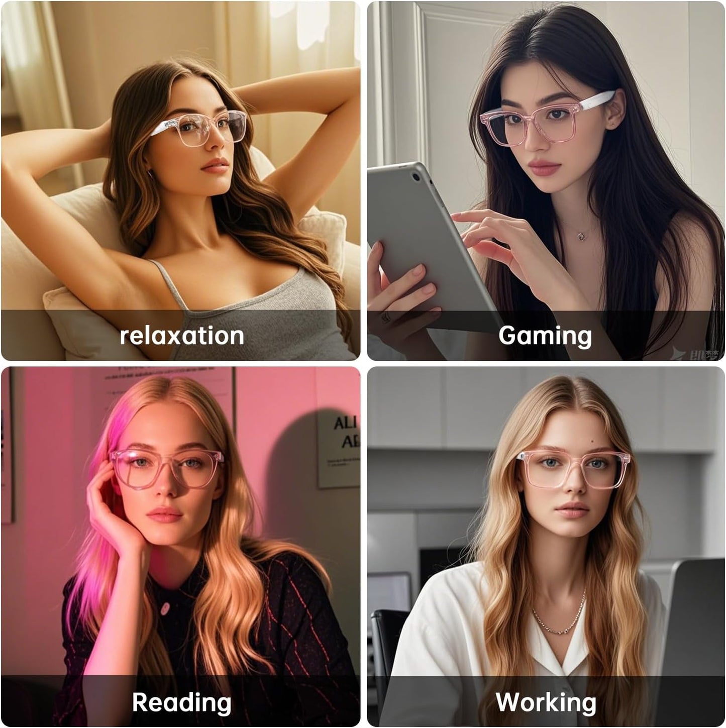 Tulbeys 5.3, Smart Glasses for Women, Blue Light Filtering LensesBluetooth Audio & Mic, Intelligent Touch,Open-Ear