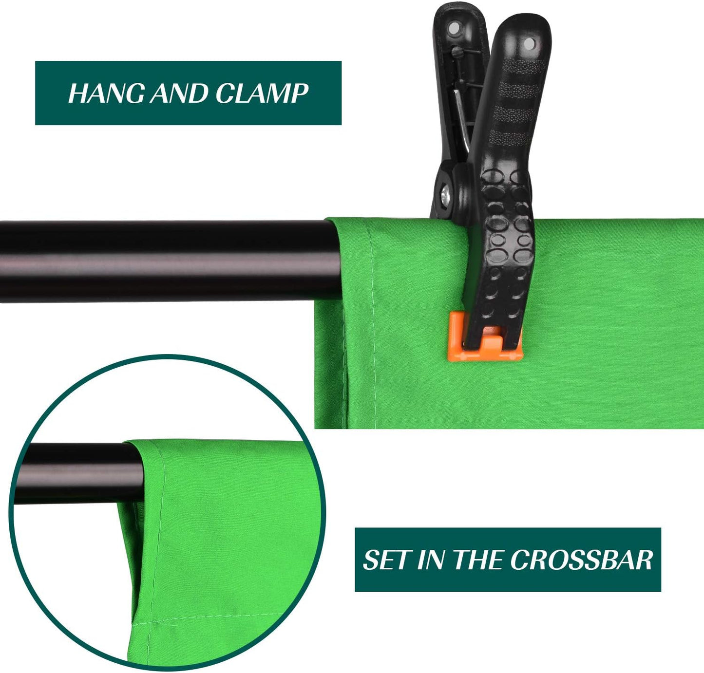 EMART 5x7ft 2 Green Screen Backdrop, Polyester Wrinkle-Resistant Curtain Fabric, Chroma-Key greenscreen Cloth Sheet
