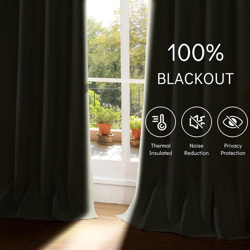 ChrisDowa 100% Blackout Curtains - 63 Inch Linen Grommet Top Drapes for Total Privacy | Beige, 2 Panels