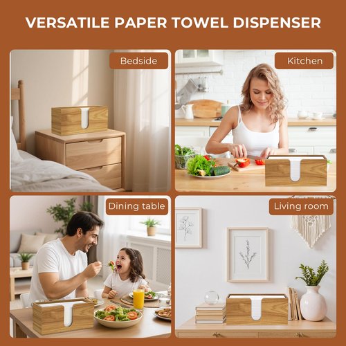Acacia Wood Paper Towel Dispenser Countertop, Paper Towel Holder for Bathroom Kitchen Napkin Holder Folded Paper Towel Dispenser Fits Multifold, C-Fold, Z-Fold, Trifold - Home Kitchen Bathroom